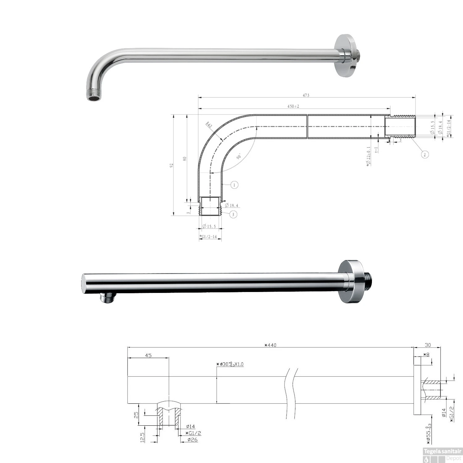 Wiesbaden Inbouw Regendouche | Caral Rechthoek | Muuruitloop | Chroom | SET02 6 Wiesbaden Inbouw Regendouche | Caral Rechthoek | Muuruitloop | Chroom | SET02 - Afbeelding 6