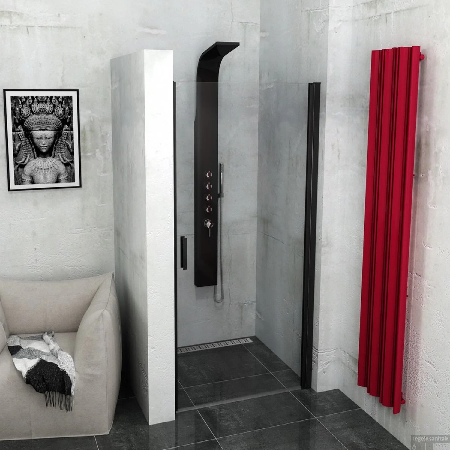 Douchedeur Sapho Zoom Line Black Draaideur 80x200 Cm 6 Mm Gecoat Glas Mat Zwart 1 Douchedeur Sapho Zoom Line Black Draaideur 80x200 Cm 6 Mm Gecoat Glas Mat Zwart