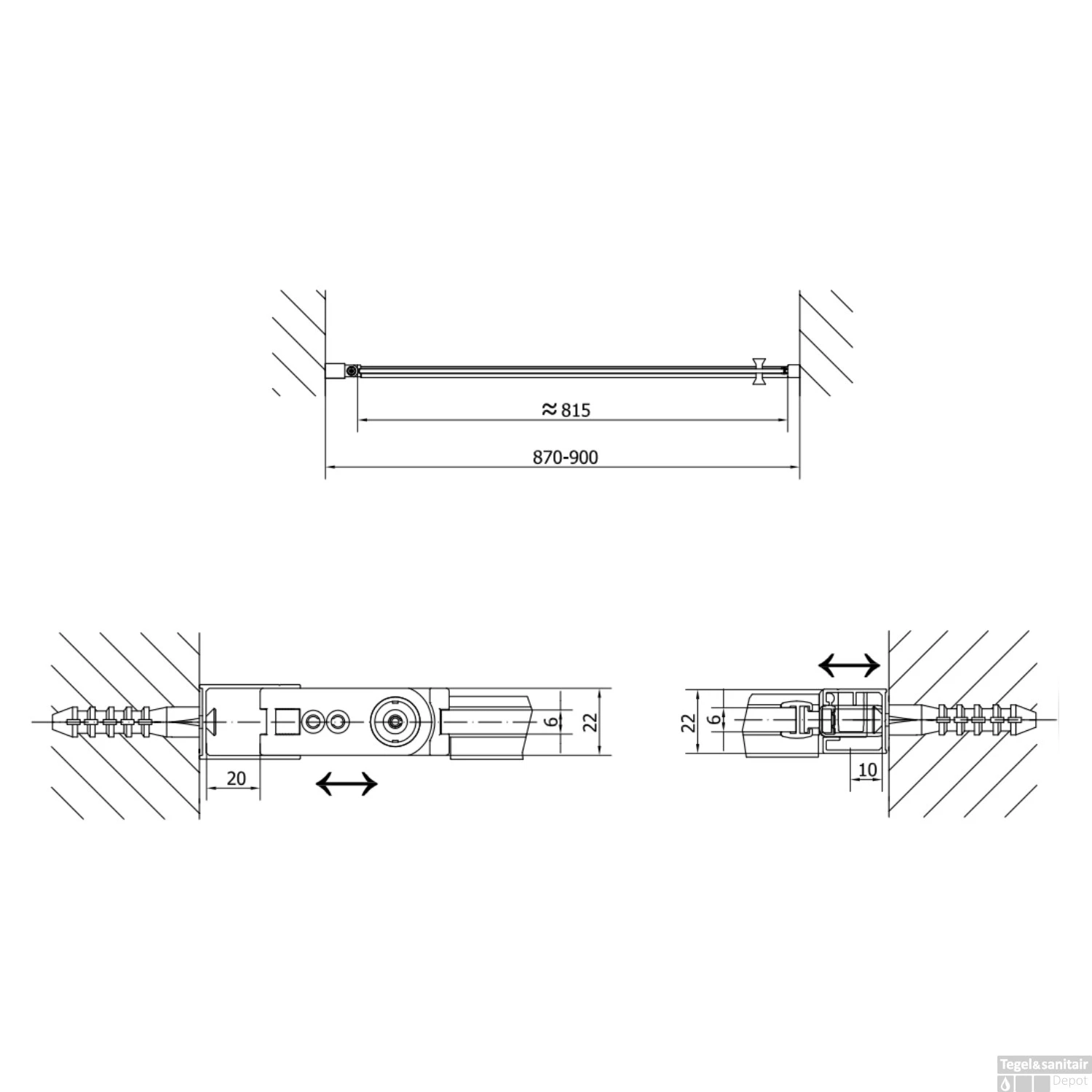 Douchedeur Sapho Zoom Line Black Draaideur 90x200 Cm 6 Mm Gecoat Glas Mat Zwart - Afbeelding 4