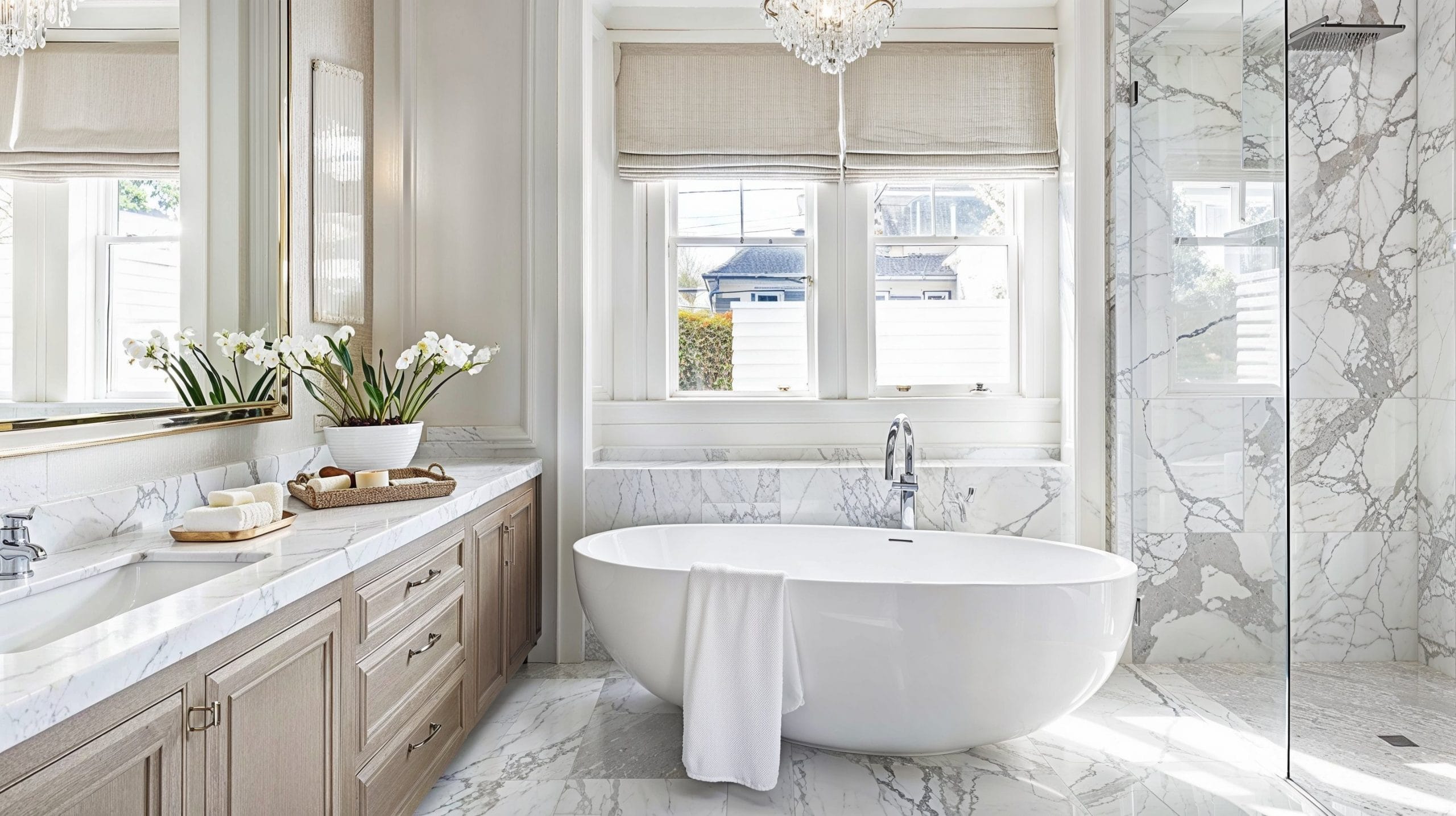 Baden Luxe Verkoop -Baden Luxe Verkoop Bright and airy luxury master bathroom ideas by Decorilla scaled 1